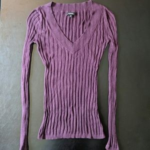Express Burgundy Ribbed Sweater